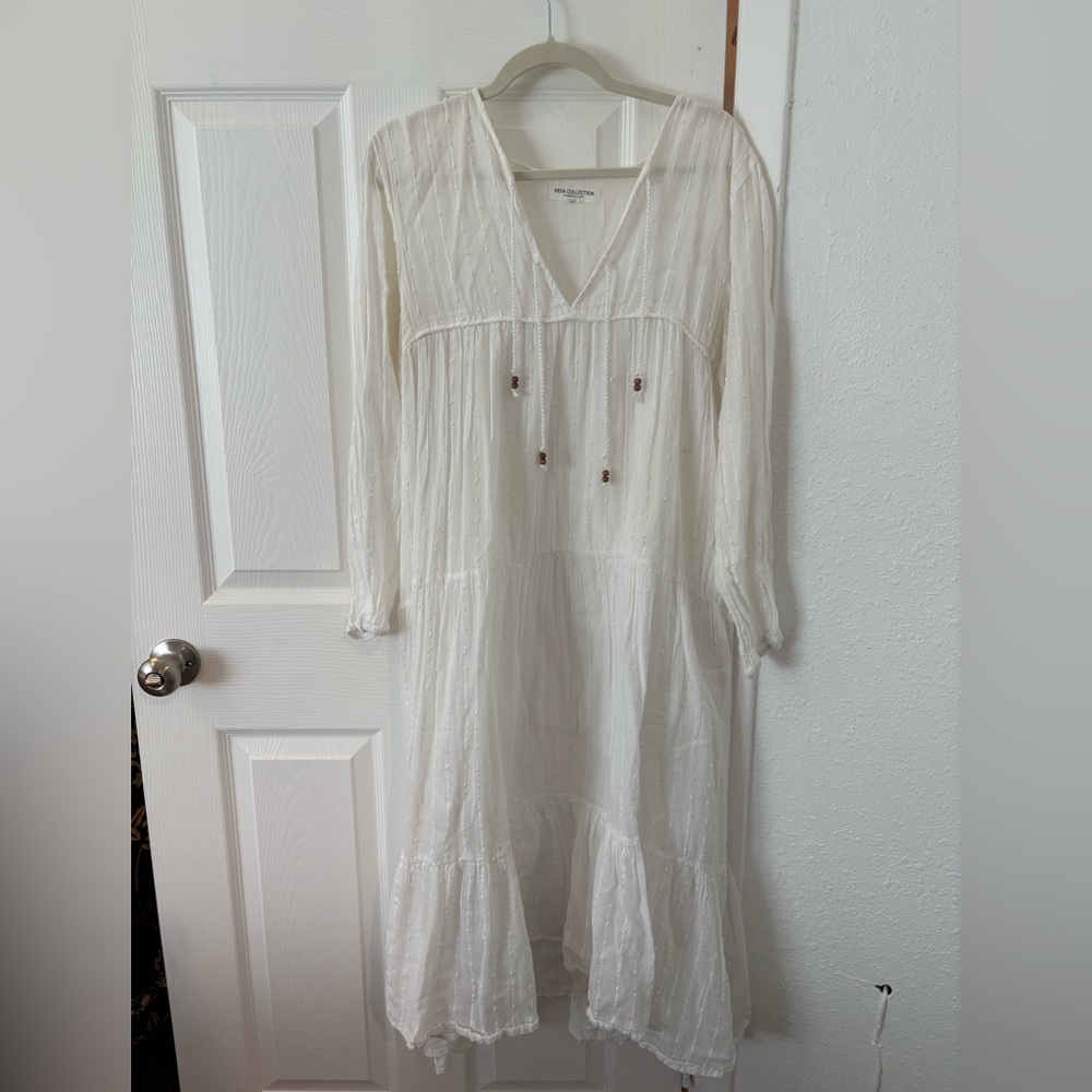 Emerson Fry Cream Long Sleeve V-Neck Dress